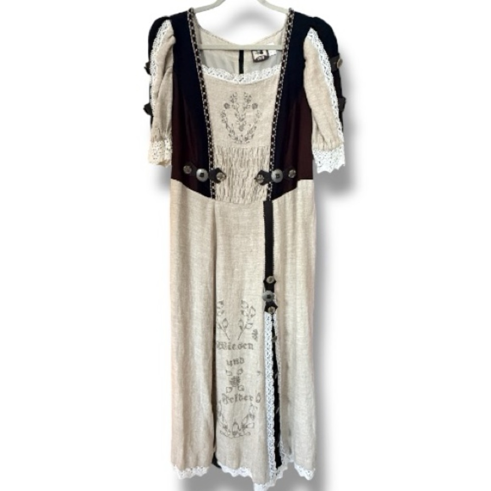 Solo German Dirndl Oktoberfest House Dress Linen Sz 18-20 Lagenlook Costume Art - Picture 6 of 10